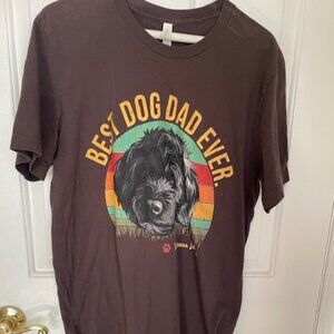 Portuguese Water Dog Graphic T-Shirt "Best Dog Dad Ever" Cotton, Large